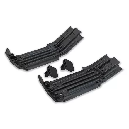 Traxxas Skidplate, front (1), rear (1)/ rubber impact cushion (2)