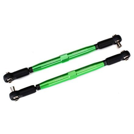 Traxxas Toe links, X-Maxx® (TUBES green-anodized, 7075-T6 aluminum, stronger than titanium) (157mm) (2)/ rod ends, assembled with steel hollow balls (4)/ aluminum wrench, 10mm (1)