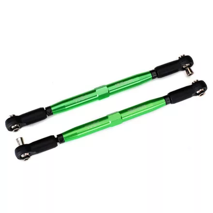 Traxxas Toe links, X-Maxx® (TUBES green-anodized, 7075-T6 aluminum, stronger than titanium) (157mm) (2)/ rod ends, assembled with steel hollow balls (4)/ aluminum wrench, 10mm (1)