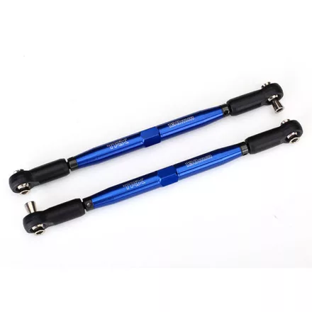Traxxas Toe links, X-Maxx® (TUBES blue-anodized, 7075-T6 aluminum, stronger than titanium) (157mm) (2)/ rod ends, assembled with steel hollow balls (4)/ aluminum wrench, 10mm (1)
