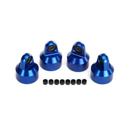 Traxxas Shock caps, aluminum (blue-anodized), GTX shocks (4)/ spacers (8)
