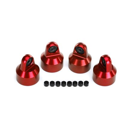 Traxxas  Shock caps, aluminum (red-anodized), GTX shocks (4)/ spacers (8)