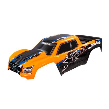 Traxxas Body, X-Maxx®, orange (painted, decals applied) (assembled with front & rear body mounts, rear body support, and tailgate protector)
