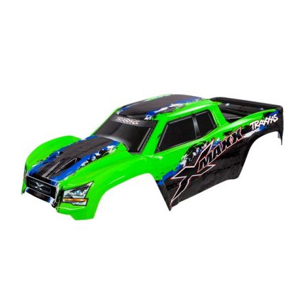 Traxxas Body, X-Maxx®, green (painted, decals applied) (assembled with front & rear body mounts, rear body support, and tailgate protector)