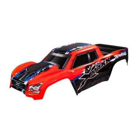 Traxxas Body, X-Maxx®, red (painted, decals applied) (assembled with front & rear body mounts, rear body support, and tailgate protector)