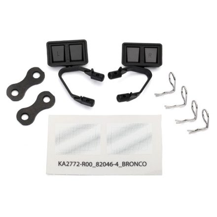 Traxxas Mirrors, side, black (left & right)/ retainers (2)/ body clips (4) (fits #8010 body)