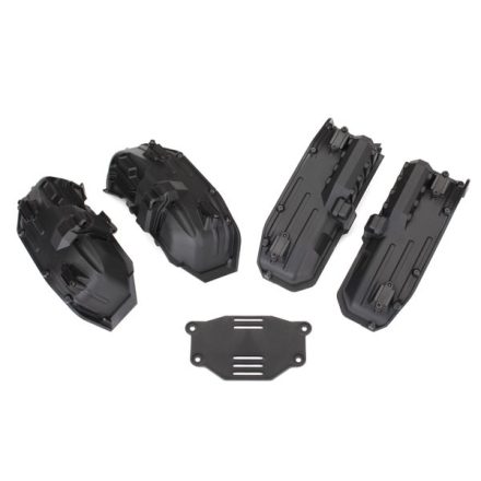 Traxxas Fenders, inner (narrow), front & rear (2 each)/ rock light covers (8)/ battery plate/ 3x8 flat-head screws (4)