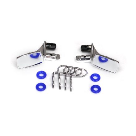Traxxas Mirrors, side, chrome (left & right)/ o-rings (4)/ body clips (4) (fits #8130 body)