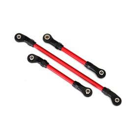   Traxxas Steering link, 5x117mm (1)/ draglink, 5x60mm (1)/ panhard link, 5x63mm (red powder coated steel) (assembled with hollow balls) (for use with #8140R TRX-4® Long Arm Lift Kit)