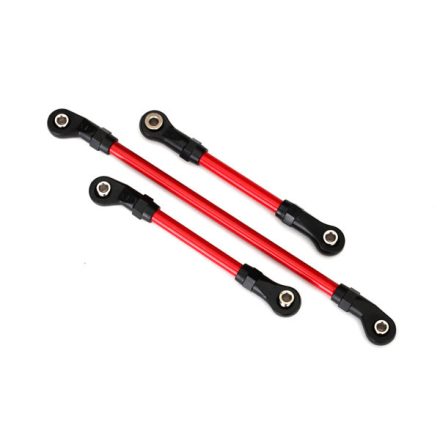 Traxxas Steering link, 5x117mm (1)/ draglink, 5x60mm (1)/ panhard link, 5x63mm (red powder coated steel) (assembled with hollow balls) (for use with #8140R TRX-4® Long Arm Lift Kit)