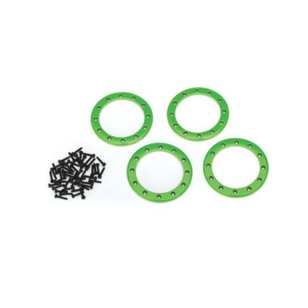 Traxxas Beadlock rings, green (2.2") (aluminum) (4)/ 2x10 CS (48)