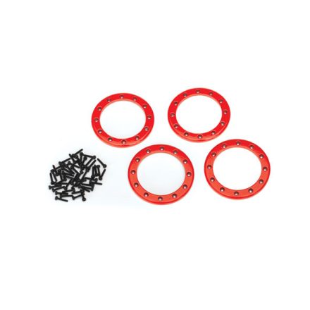 Traxxas Beadlock rings, red (2.2") (aluminum) (4)/ 2x10 CS (48)