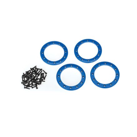 Traxxas Beadlock rings, blue (2.2") (aluminum) (4)/ 2x10 CS (48)