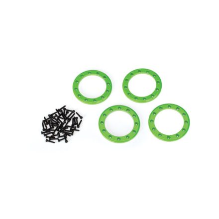 Traxxas Beadlock rings, green (1.9") (aluminum) (4)/ 2x10 CS (48)