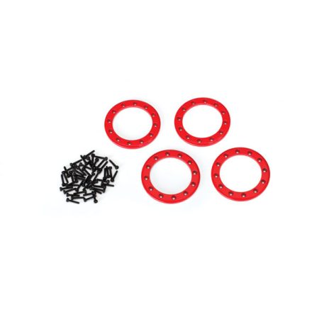 Traxxas  Beadlock rings, red (1.9") (aluminum) (4)/ 2x10 CS (48)