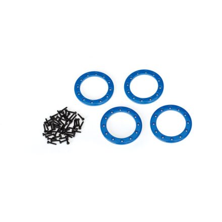 Traxxas Beadlock rings, blue (1.9") (aluminum) (4)/ 2x10 CS (48)