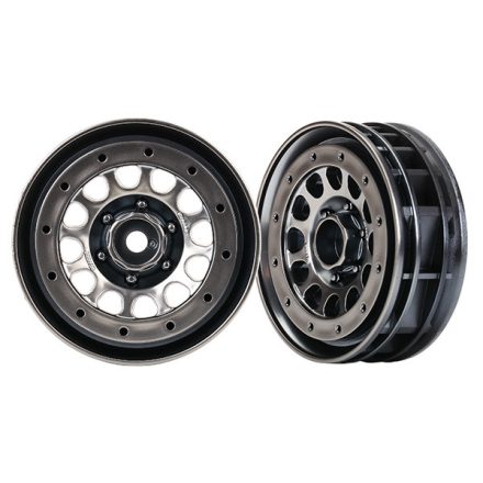 Traxxas Wheels, Method 105 1.9" (black chrome, beadlock) (beadlock rings sold separately)