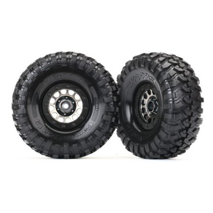 Traxxas Tires and wheels, assembled (Method 105 black chrome beadlock wheels, Canyon Trail 1.9" tires, foam inserts) (1 left, 1 right)