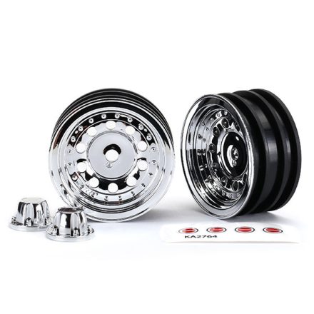 Traxxas Wheels, 1.9", chrome (2)/ center caps (2)/ decal sheet (requires #8255A extended stub axle)