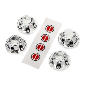   Traxxas Center caps, wheel (chrome) (4)/ decal sheet (requires #8255A extended stub axle)