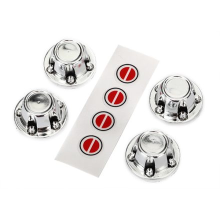 Traxxas Center caps, wheel (chrome) (4)/ decal sheet (requires #8255A extended stub axle)