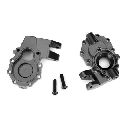 Traxxas Portal housings, inner (front), 6061-T6 aluminum (charcoal gray-anodized) (2)/ 3x12 BCS (2)