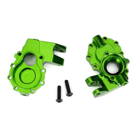Traxxas Portal housings, inner (front), 6061-T6 aluminum (green-anodized) (2)/ 3x12 BCS (2)