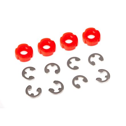 Traxxas Piston, damper (red) (4)/ e-clips (8)