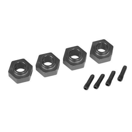 Traxxas Wheel hubs, 12mm hex, 6061-T6 aluminum (charcoal gray-anodized) (4)/ screw pin (4)