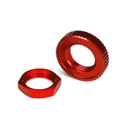Traxxas Servo saver nuts, aluminum, red-anodized (hex (1), serrated (1))