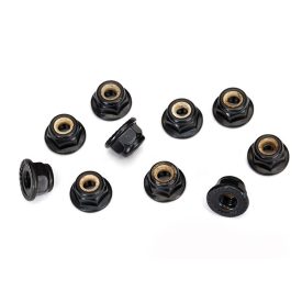  Traxxas  Nuts, 4mm flanged nylon locking, serrated (black) (10)