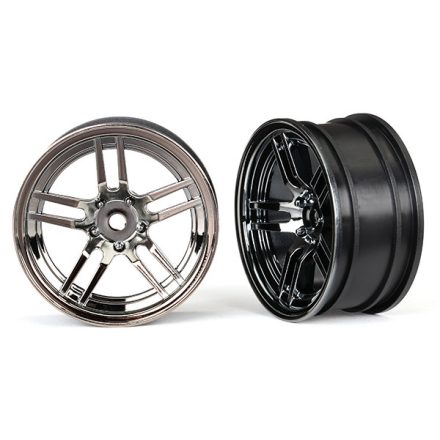 Traxxas Wheels, 1.9" split-spoke (black chrome) (front) (2)