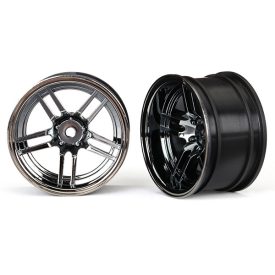  Traxxas Wheels, 1.9" split-spoke (black chrome) (wide, rear) (2)