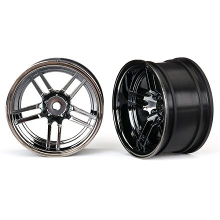 Traxxas Wheels, 1.9" split-spoke (black chrome) (wide, rear) (2)
