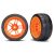 Traxxas Tires and wheels, assembled, glued (split-spoke orange wheels, 1.9" Response tires) (extra wide, rear) (2) (VXL rated)