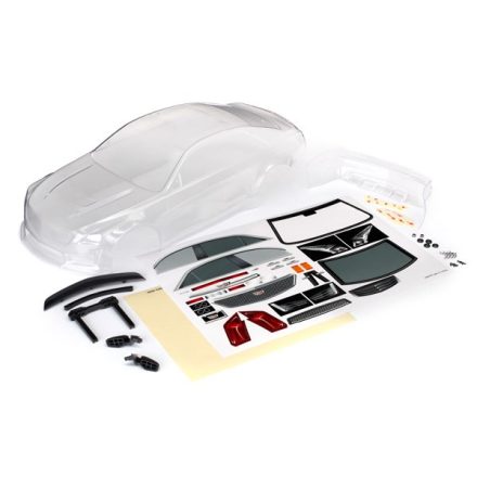 Traxxas Body, Cadillac CTS-V (clear, requires painting)/ decal sheet (includes side mirrors, spoiler, & mounting hardware)