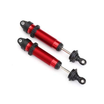 Traxxas Shocks, GTR, 134mm, aluminum (red-anodized) (fully assembled w/o springs) (front, threaded) (2)