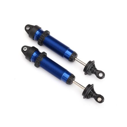 Traxxas Shocks, GTR, 134mm, aluminum (blue-anodized) (fully assembled w/o springs) (front, threaded) (2)