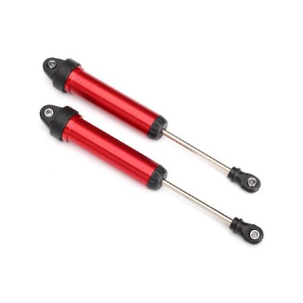 Traxxas Shocks, GTR, 134mm, aluminum (red-anodized) (fully assembled w/o springs) (front, no threads) (2)