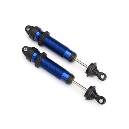 Traxxas Shocks, GTR, 139mm, aluminum (blue-anodized) (fully assembled w/o springs) (rear, threaded) (2)