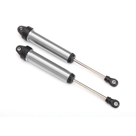 Traxxas Shocks, GTR, 160mm, silver aluminum (fully assembled w/o springs) (rear, no threads) (2)