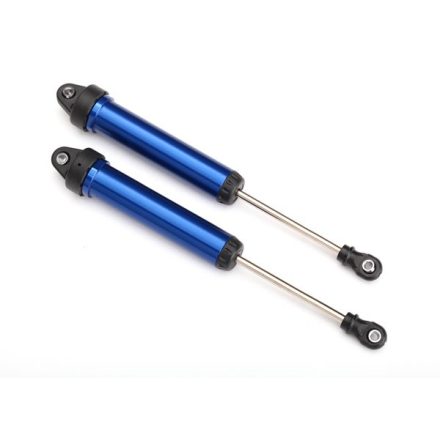 Traxxas Shocks, GTR, 160mm, aluminum (blue-anodized) (fully assembled w/o springs) (rear, no threads) (2)