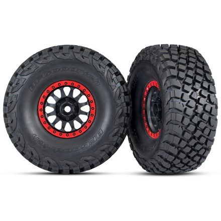 Traxxas Tires and wheels, assembled, glued (Method Race Wheels, black with red beadlock, BFGoodrich® Baja KR3 tires) (2)