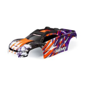  Traxxas Body, E-Revo, purple/ window, grille, lights decal sheet (assembled with front & rear body mounts and rear body support for clipless mounting)