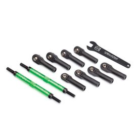   Traxxas Toe links, E-Revo® VXL (TUBES green-anodized, 7075-T6 aluminum, stronger than titanium) (144mm) (2)/ rod ends, assembled with steel hollow balls (8)/ aluminum wrench, 10mm (1)