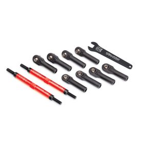   Traxxas Toe links, E-Revo® VXL (TUBES red-anodized, 7075-T6 aluminum, stronger than titanium) (144mm) (2)/ rod ends, assembled with steel hollow balls (8)/ aluminum wrench, 10mm (1)