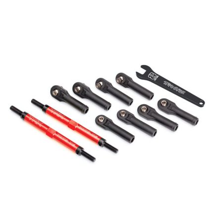 Traxxas Toe links, E-Revo® VXL (TUBES red-anodized, 7075-T6 aluminum, stronger than titanium) (144mm) (2)/ rod ends, assembled with steel hollow balls (8)/ aluminum wrench, 10mm (1)