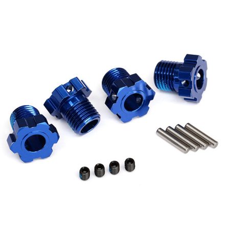 Traxxas Wheel hubs, splined, 17mm (blue-anodized) (4)/ 4x5 GS (4), 3x14mm pin (4)