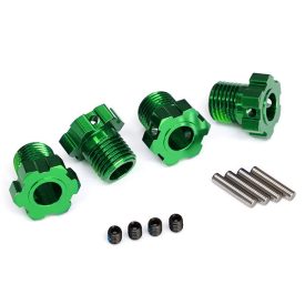   Traxxas Wheel hubs, splined, 17mm (green-anodized) (4)/ 4x5 GS (4), 3x14mm pin (4)
