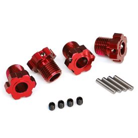   Traxxas Wheel hubs, splined, 17mm (red-anodized) (4)/ 4x5 GS (4), 3x14mm pin (4)